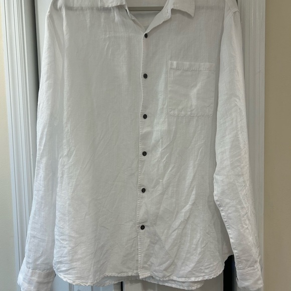 Carbon2Cobalt White Linen Blend Button-Up Long Sleeve Shirt Size L - Picture 2 of 3